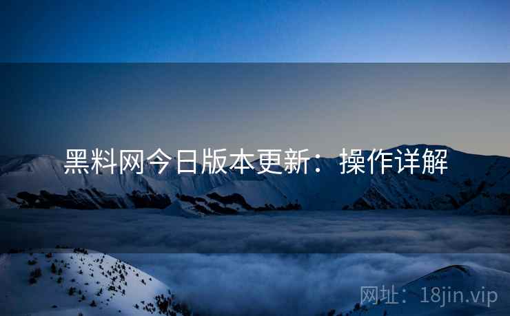 黑料网今日版本更新：操作详解